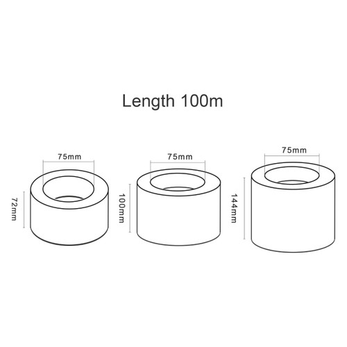 A roll of barrier tape, featuring a full colour print, with dimensions of 100m length and 75mm width.