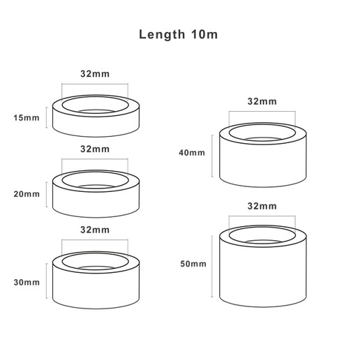 A set of illustrated rolls of Washi Tape in various widths and lengths, all featuring a consistent diameter.