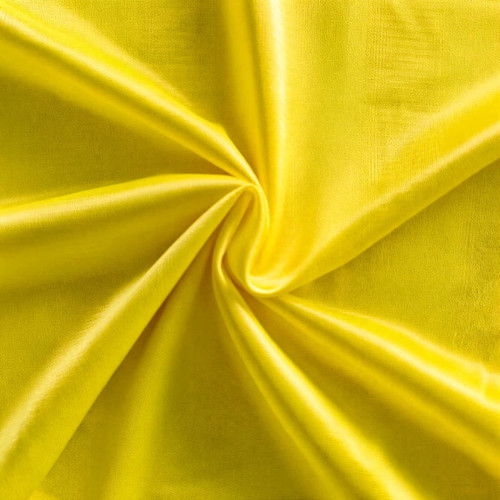 A bright yellow fabric featuring a smooth, shiny surface, suitable for sports uniforms and bibs.