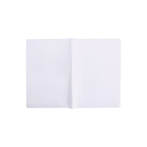 A soft PVC folder in white, featuring a simple design with an internal pocket and a logo branding.