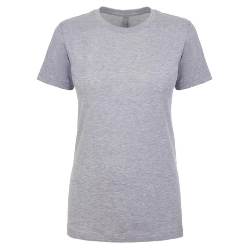 A grey women's boyfriend tee featuring a classic crew neckline and short sleeves. The shirt has a brand logo.