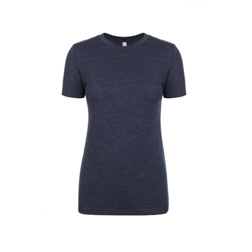 A women's tri-blend crew t-shirt in a dark navy colour with a classic crew neckline and short sleeves.