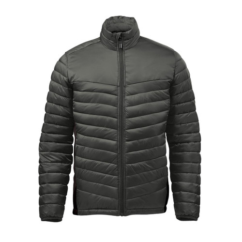 Men's Montserrat Thermal Jacket in dark green, featuring a zip front and a puffy, insulated design with a branding logo.