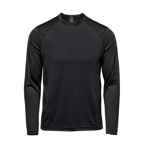 A long-sleeve crew neck shirt in dark green with contrasting sleeves. The shirt features a logo.