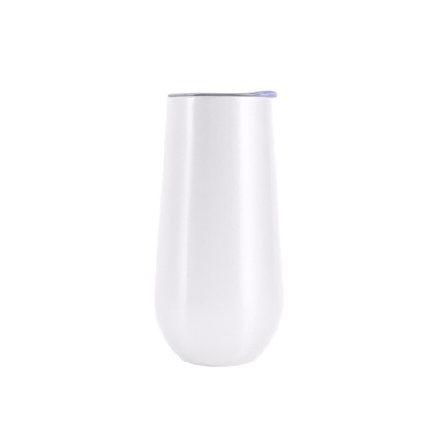 A drink bottle in a sleek white finish with a glossy lid, featuring a logo on the side.