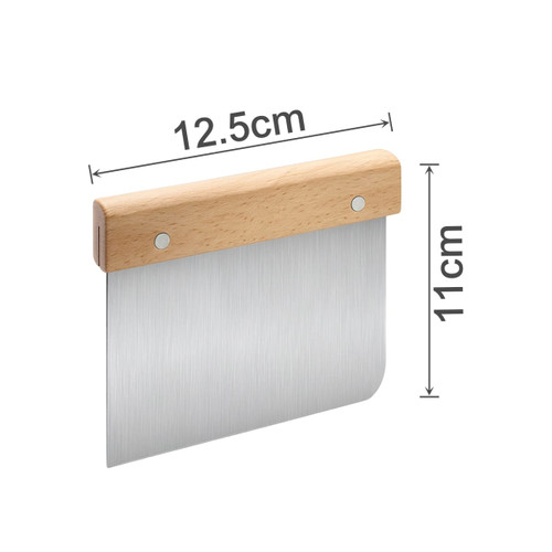 A Beechwood handle flour cutter with a stainless steel blade, measuring 12.5cm wide and 11cm high.