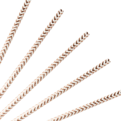A set of custom disposable 3-ply straight drinking paper straws in a brown and white chevron pattern.