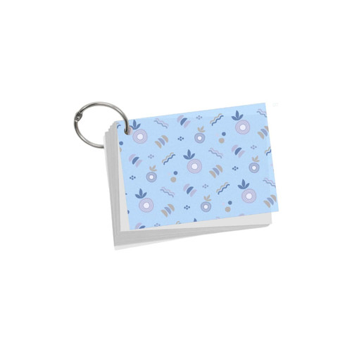 A set of A7 PP cover index cards featuring a blue patterned design, secured with a metal ring.