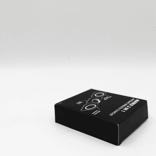 A black box containing the Matrix 3-in-1 MagSafe Wireless Charger, with a logo on the surface.