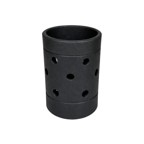 A drink bottle holder made of black EVA material with various holes for insulation and grip. It features a simple design.