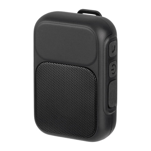 A black magnetic outdoor Bluetooth speaker with buttons on one side and a textured speaker grill.