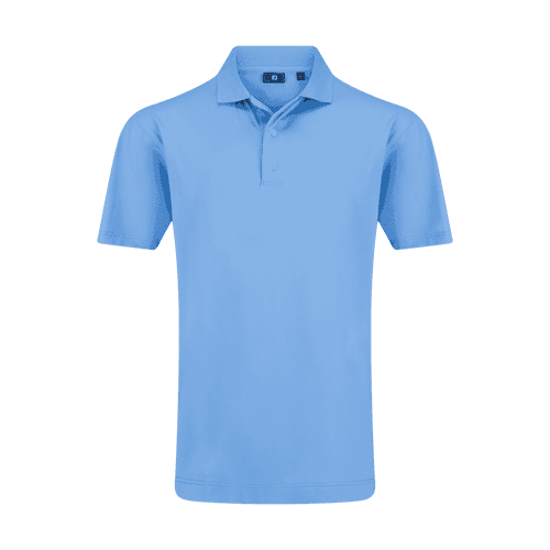 A blue men's polo shirt featuring a classic collar and short sleeves, with a logo on the chest.