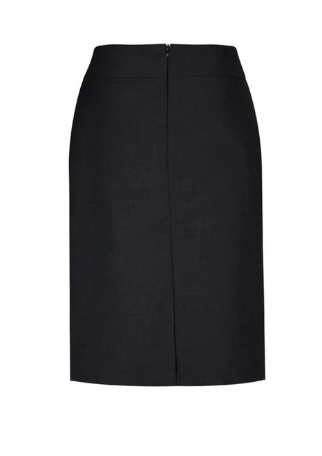 A black women's relaxed fit lined skirt with a subtle zip at the back and a simple design.