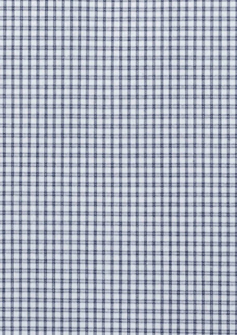 A checked fabric pattern in navy and white, suitable for a tailored long sleeve shirt.