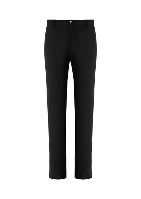 A pair of black men's venture pants featuring a classic fit and a front fly closure, with a small logo.