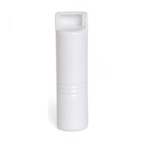 A white lint remover with a cylindrical shape and an integrated roller mechanism. The product has a logo on its surface.