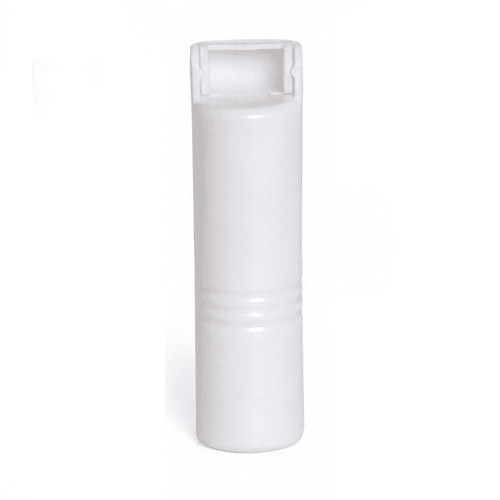 A white lint remover with a cylindrical shape and an integrated roller mechanism. The product has a logo on its surface.