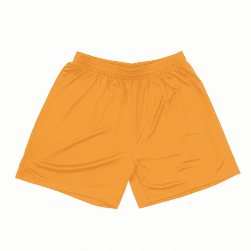 Bright orange shorts with an elastic waistband, featuring a simple design and lightweight fabric.