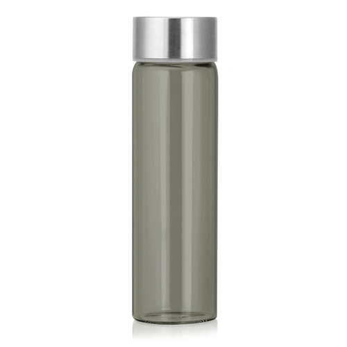 A drink bottle with a silver lid and a translucent green body, holding 800ml. It features a logo on the side.