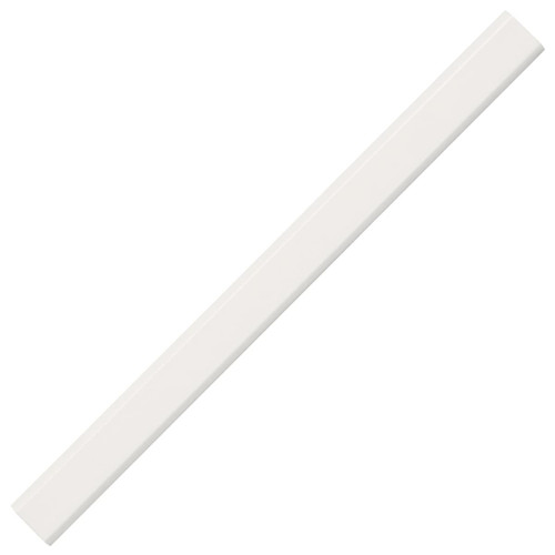 A white pencil-like product with a smooth surface and straight edges, featuring a logo.