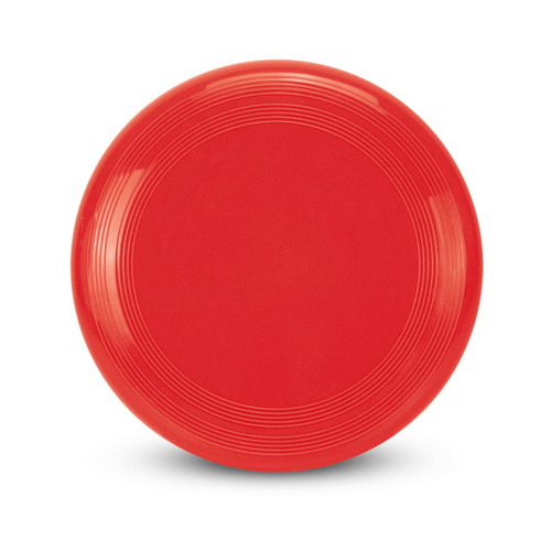 Aero Flyer - Small is a round red frisbee with concentric rings on its surface and a smooth finish.