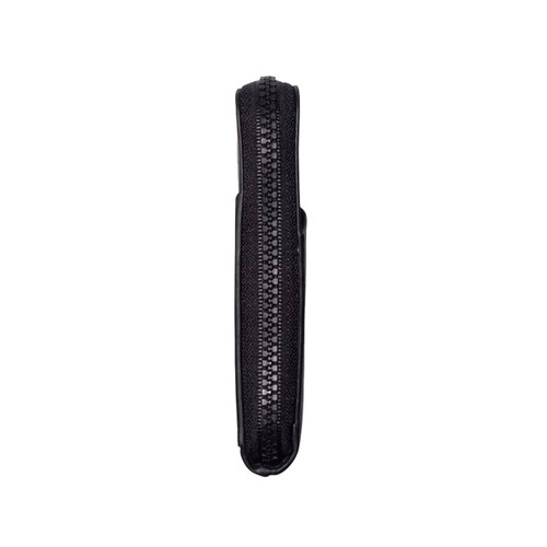 A black Thread Zipper Wallet with a textured surface and a prominent zipper along the side.