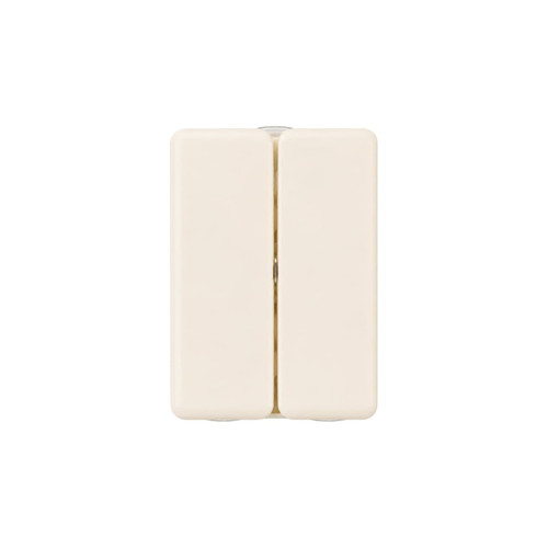 A folding pills box in cream colour with seven compartments and a central hinge. It features a simple design.