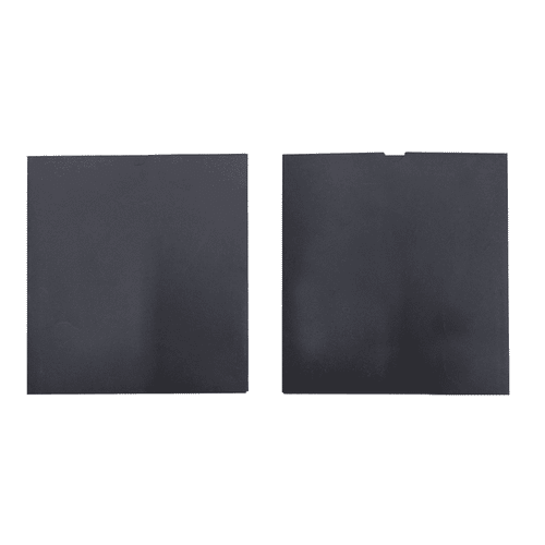 A black soft cover notebook and a matching pen pouch, both featuring a logo.