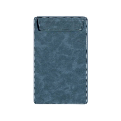 A5 magnetic clipboard in a navy blue colour with a smooth surface and stitched detailing. Includes a pocket flap.