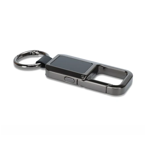 A silver Smart Tag Bluetooth Tracker with a keyring attachment and a sleek rectangular design.
