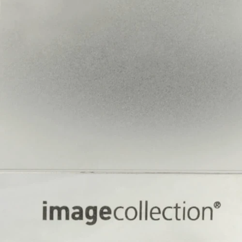 A sleek, silver deluxe pocket business card holder with a branding logo at the bottom.