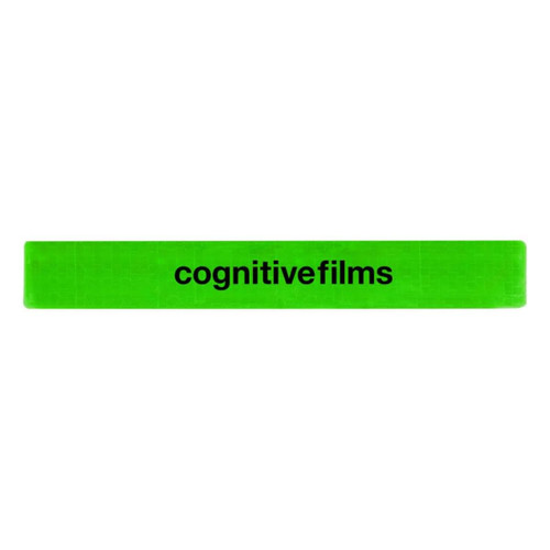 A green reflective slap wristband featuring a logo. Suitable for exhibitions and events.