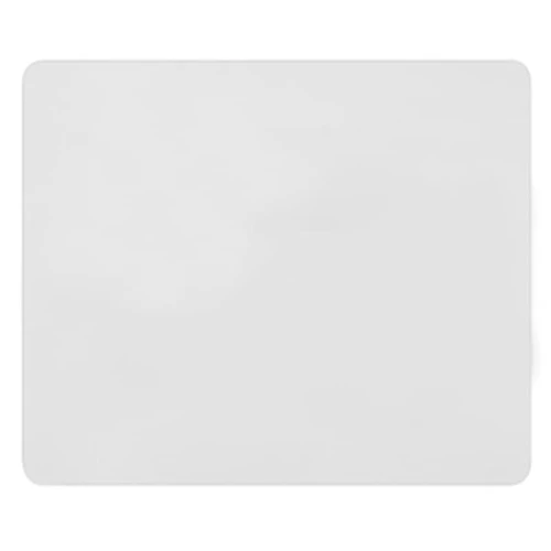 A white deluxe mouse mat measuring 205mm x 145mm, featuring a logo. Suitable for office and business use.