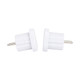 Two white travel adapters designed for converting AU plugs to EU sockets, featuring prongs for electrical connections.