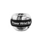 A transparent and black wrist ball with a circular design, featuring a logo on the band.