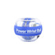 A blue Power Wrist Ball with a transparent casing and a logo. Ideal for leisure and outdoor activities.