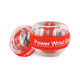 A red and clear spherical wrist ball with internal weights, featuring a logo. Suitable for leisure and outdoor activities.