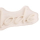A white neon LED sign with a smooth, curved shape, featuring the word “lode”. The sign has a transparent backing.