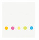 A sticky note pad with five vibrant colour flags in yellow, pink, light yellow, green, and blue. It has a logo.