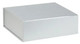 A flat pack magnetic gift box in a sleek silver finish, featuring a smooth surface and minimalistic design.