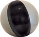 A black and grey inflatable beach ball, 40cm in diameter, featuring a simple design and a logo.