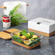 lunch box made from glass , cork base and bamboo lid ECO FRIENDLY