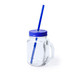 Jar glass with handle and  straw 500ml