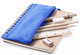 Notebook with pencile case - Ring bound with recycled cardboard cover , ruler and pen