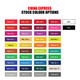 A colour chart displaying various polyester lanyard options, including shades like purple, orange, and black.