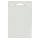 A clear badge holder measuring 82mm W x 130mm H, featuring a top slot for attachment.