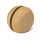 A wooden yoyo with a smooth, natural finish and a classic rounded design.
