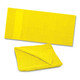 A bright yellow beach towel, folded and unfolded, made from soft, absorbent material.