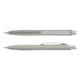 A green plastic pen with a silver clip and tip, featuring a smooth design and a logo on the body.