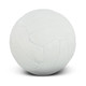 A white netball featuring a classic textured design and a round shape, with a branding logo visible.